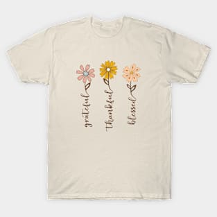 Grateful,thankful,blessed floral T-Shirt